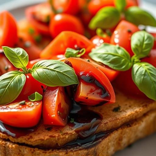 Bruschetta with fresh tomatoes, basil, and balsamic glaze