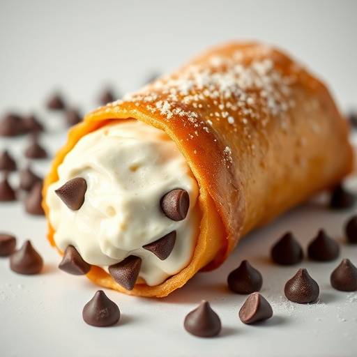 Cannoli filled with sweet ricotta cheese and chocolate chips