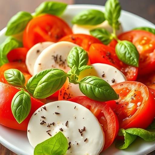 Caprese salad with fresh mozzarella, tomatoes, and basil