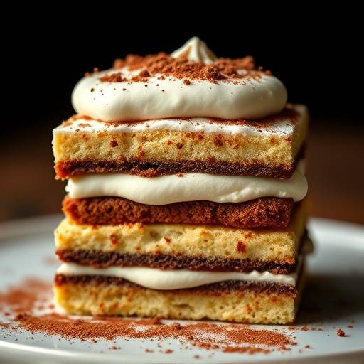 Classic Tiramisu with coffee-soaked ladyfingers and mascarpone cream